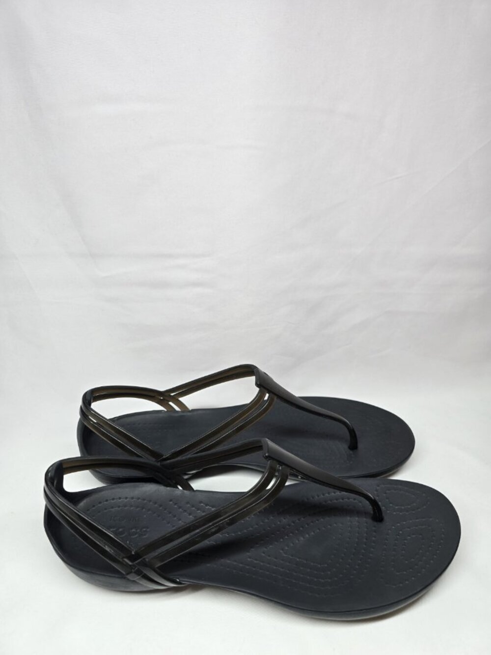 Crocs Isabella Women's Size 9 Black Jelly T-Strap Iconic Comfort Sandals